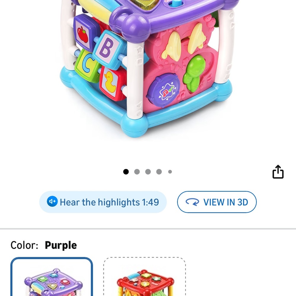 Interactive Purple Learning Cube for Toddlers - Early Skills Toy